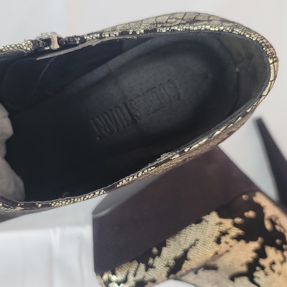 NEW Colin Stuart Platform Black and Silver Metallic Booties - Picture 12 of 13